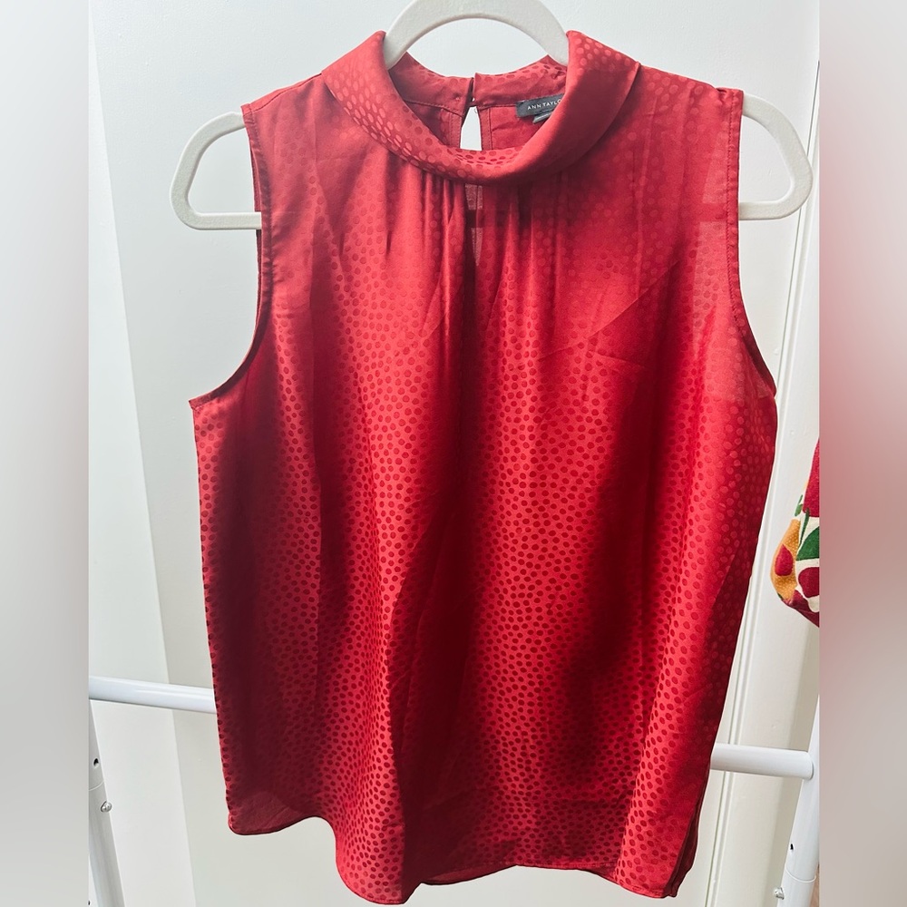 Ann Taylor Vibrant Red Sleeveless Blouse